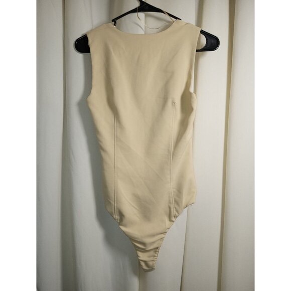 ZARA Size Small Dusty Yellow Deep Cut Neckline Bodysuit New w/Tags -Looks‎ Small - Picture 2 of 4